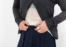 Load image into Gallery viewer, Cuffed Mesh Tee in Cream/Black